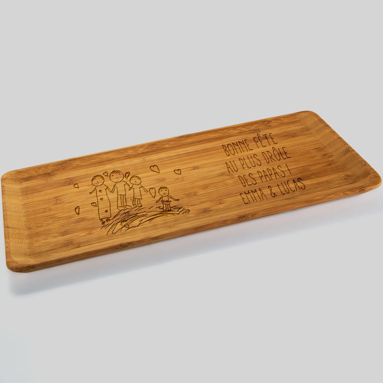 Plateau personnalisé bois gravé 35x20 cm - Nos petits imparfaits