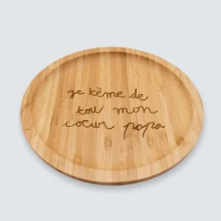 Plateau rond personnalisé bois gravé 20x20 cm