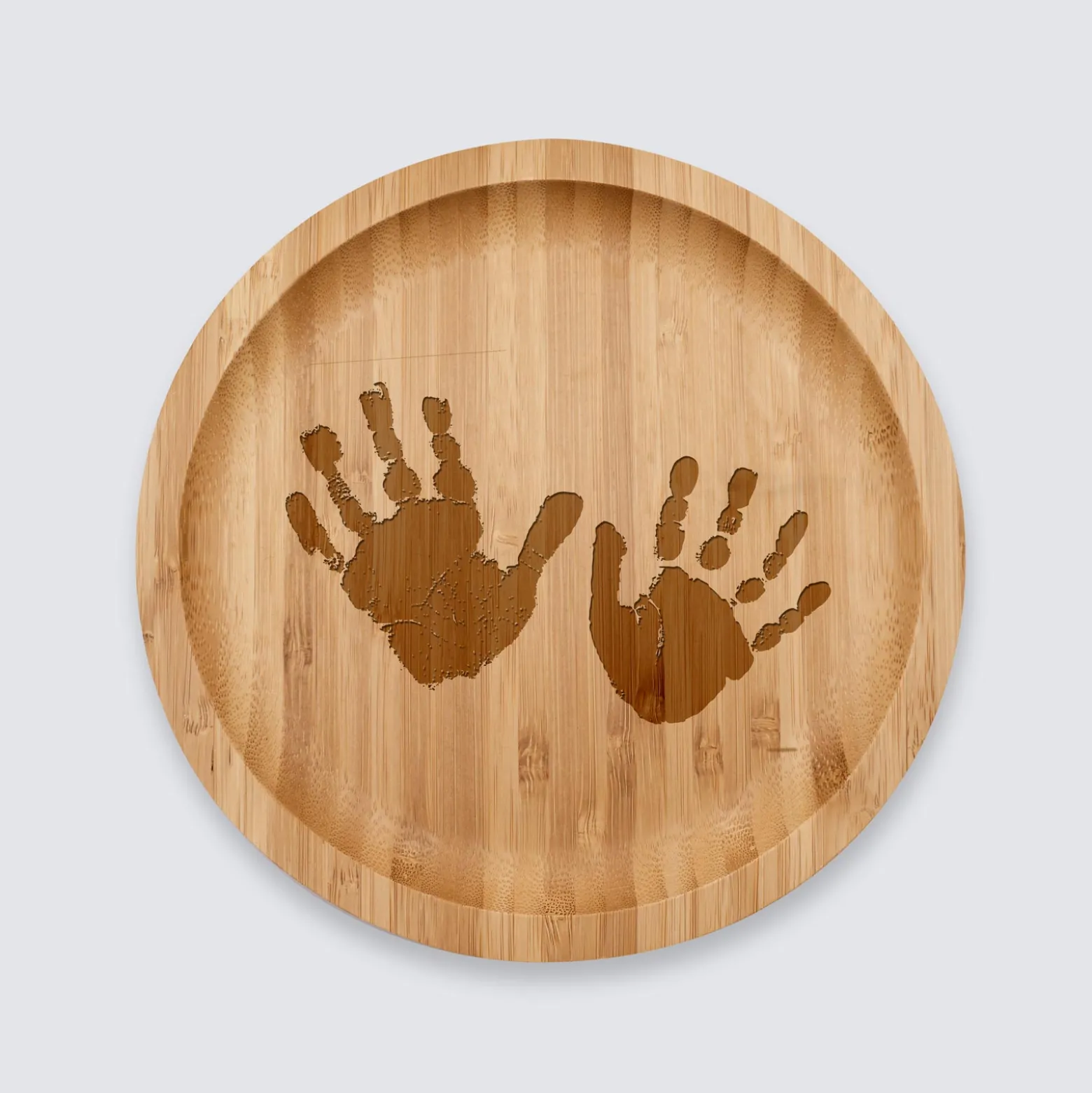 Plateau rond personnalisé bois gravé 20x20 cm - Nos petits imparfaits