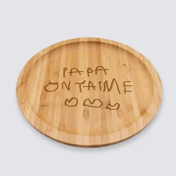 Plateau rond personnalisé bois gravé 20x20 cm - Nos petits imparfaits