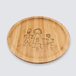 Plateau rond personnalisé bois gravé 20x20 cm - Nos petits imparfaits