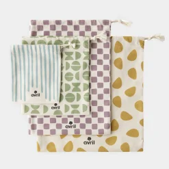 Pochon damier violet coton bio 16x23cm - Avril