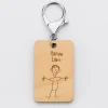 Porte clé personnalisé gravé bois médaille rectangle 55x35 mm