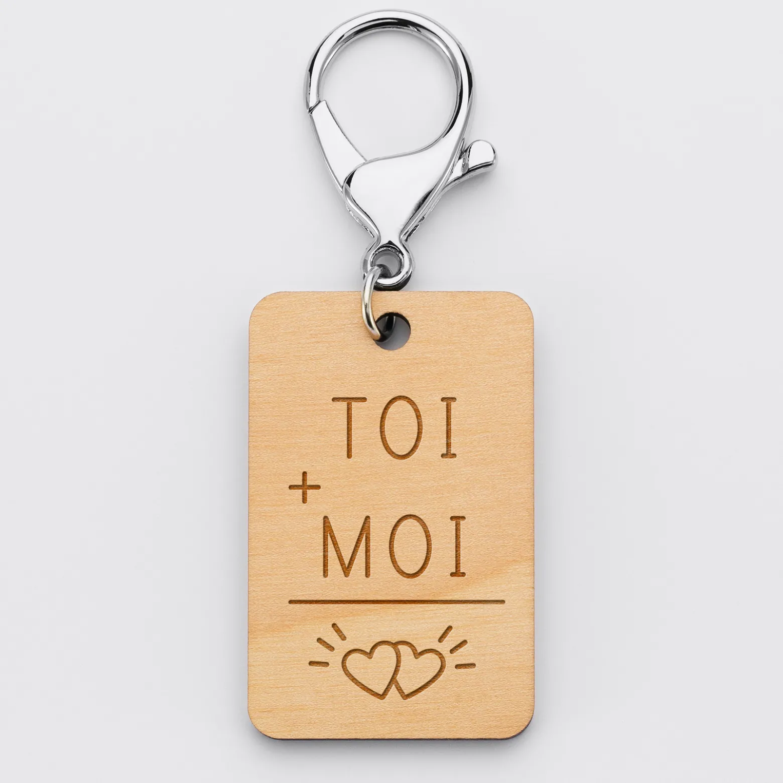 Porte clé personnalisé gravé bois médaille rectangle 55x35 mm