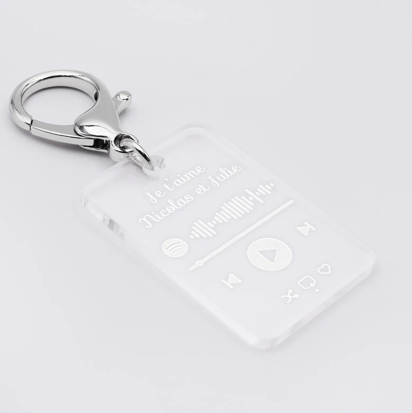 Porte clés Spotify personnalisé gravé acrylique rectangle 55x35 mm
