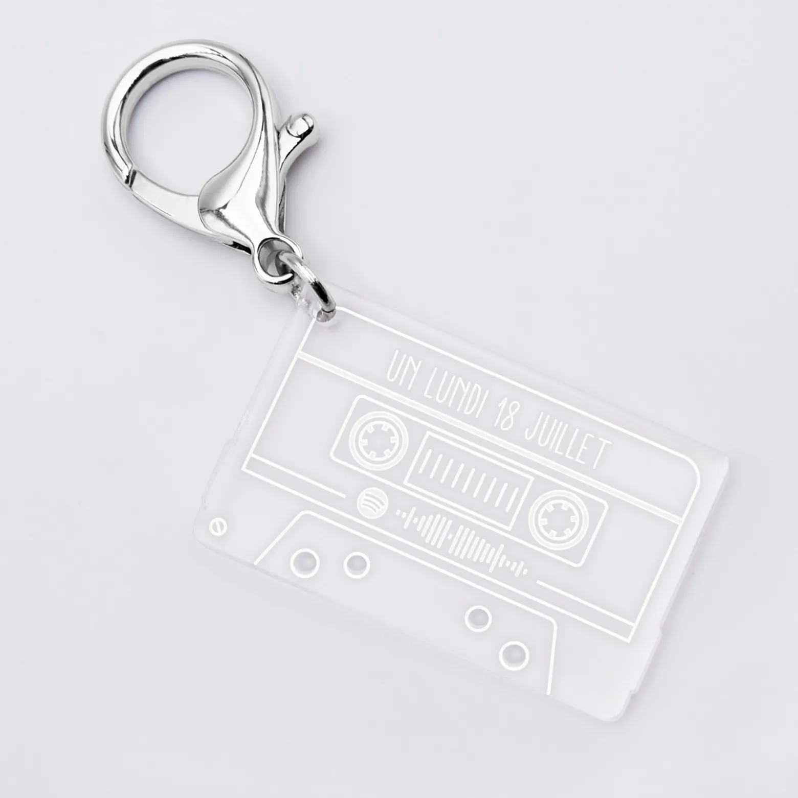 Porte clés Spotify personnalisé gravé acrylique cassette rétro