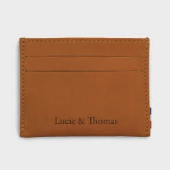Porte-carte personnalisé cuir couleur Caramel 9,7x7,3cm