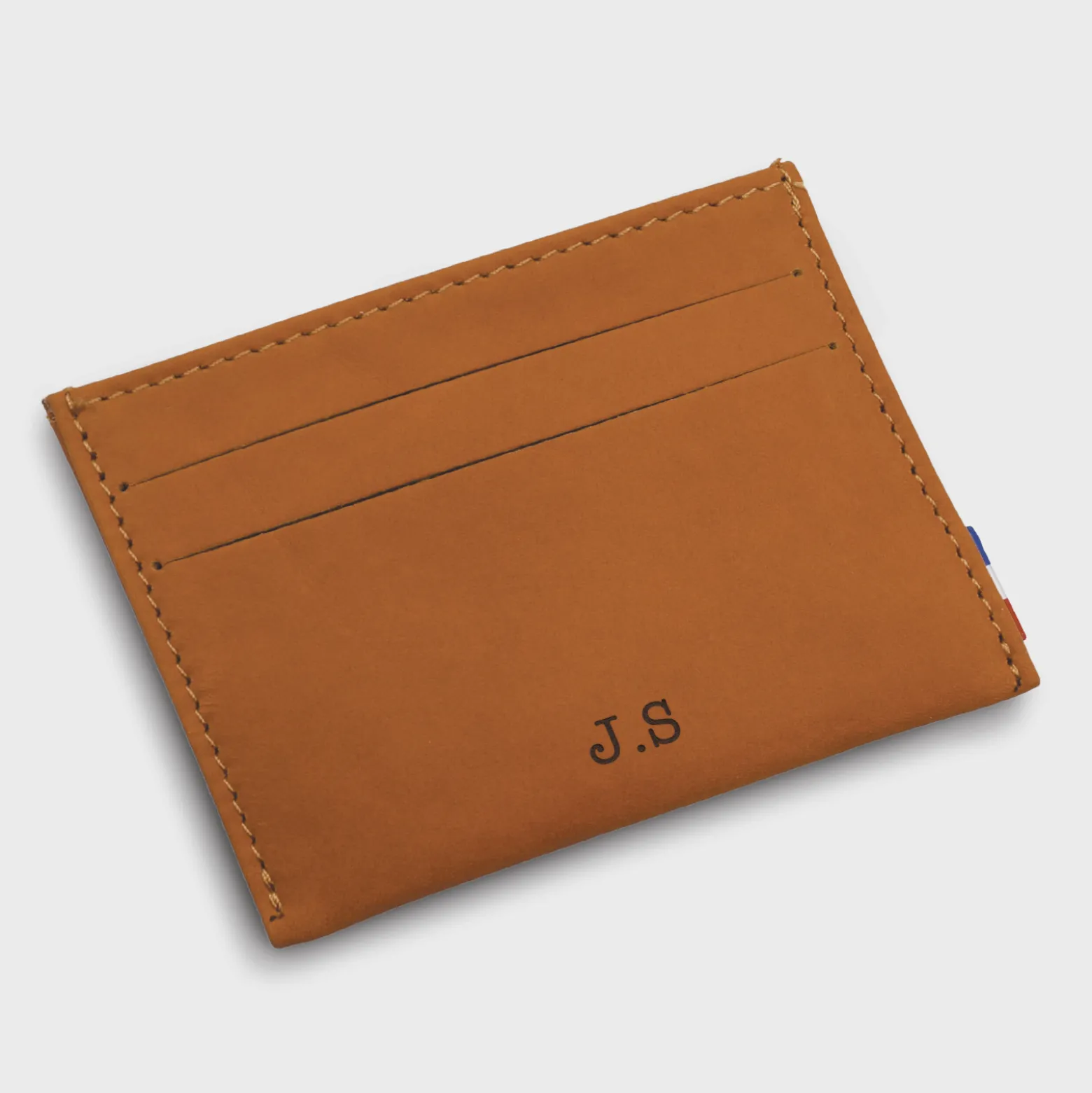Porte-carte personnalisé cuir couleur Caramel 9,7x7,3cm