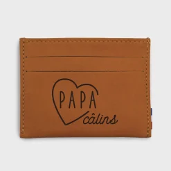Porte-carte personnalisé cuir couleur Caramel 9,7x7,3cm