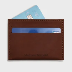 Porte-carte personnalisé cuir couleur fauve 9,7x7,3cm