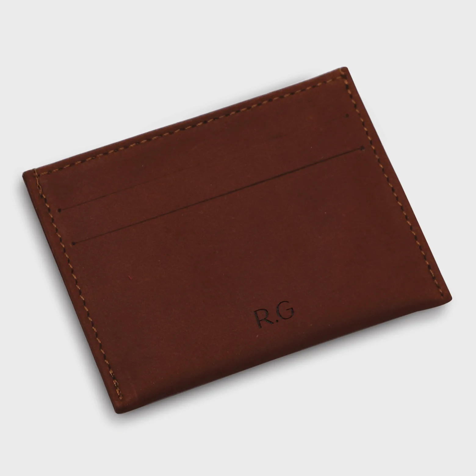 Porte-carte personnalisé cuir couleur fauve 9,7x7,3cm