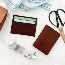 Porte-carte personnalisé cuir couleur cognac 9,7x7,3cm