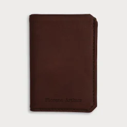 Porte-carte personnalisé double volets cuir couleur cognac 6,8 x 9,8 cm