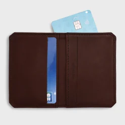 Porte-carte personnalisé double volets cuir couleur cognac 6,8 x 9,8 cm
