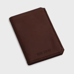 Porte-carte personnalisé double volets cuir couleur cognac 6,8 x 9,8 cm