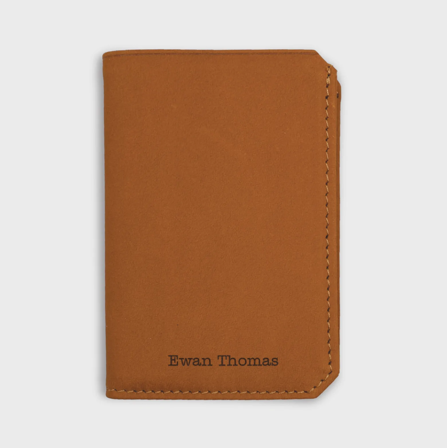 Porte-carte personnalisé double volets cuir couleur Caramel 6,8x9,8cm