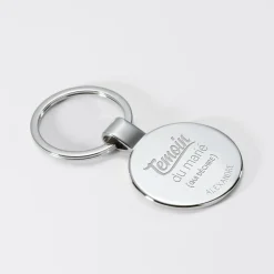 Porte-clés EVG personnalisé gravé acier rond 37 mm