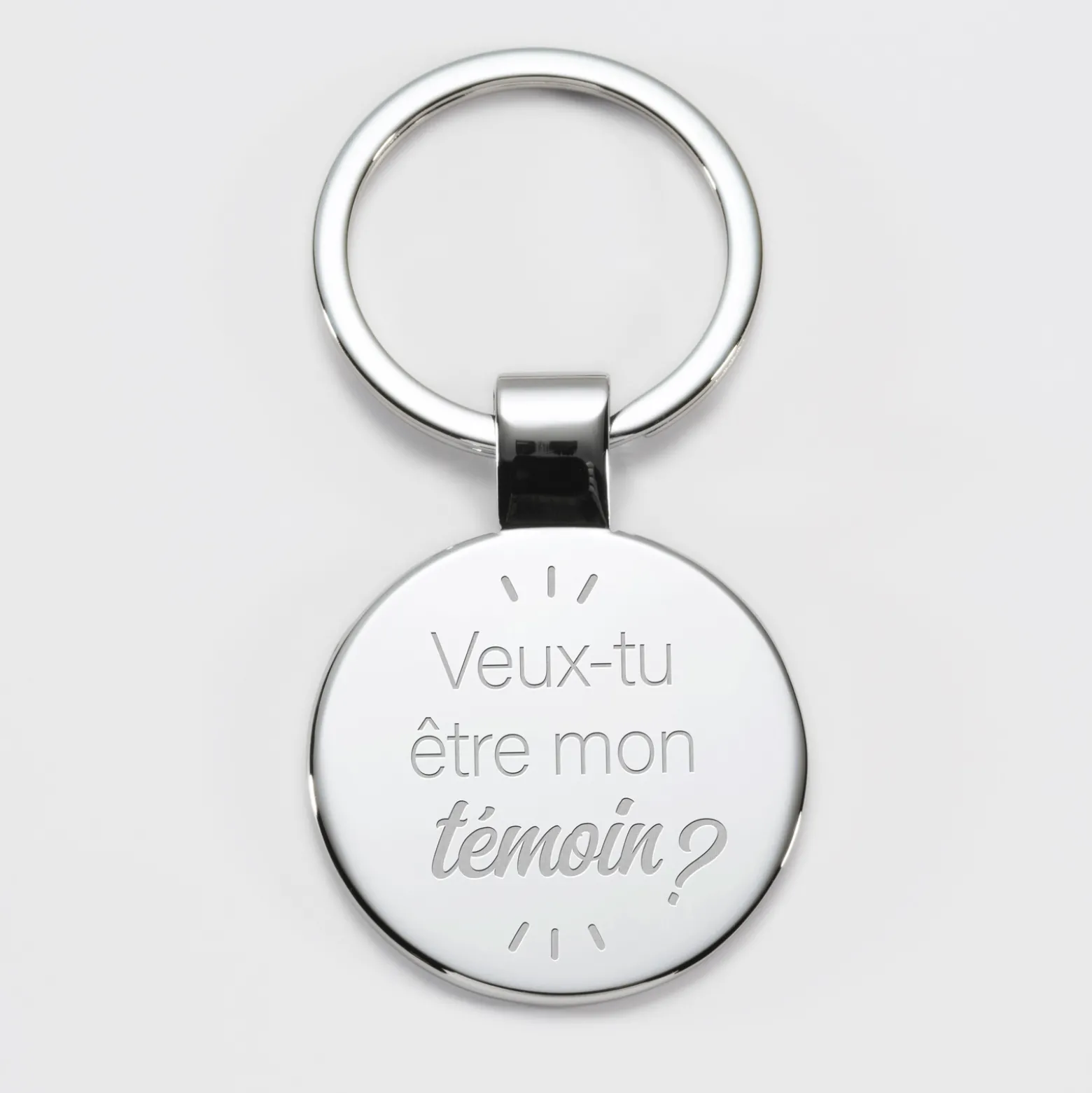 Porte-clés EVG personnalisé gravé acier rond 37 mm