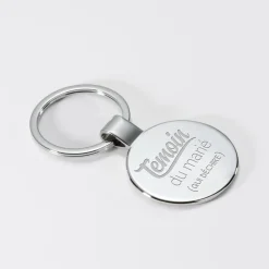 Porte-clés EVG personnalisé gravé acier rond 37 mm