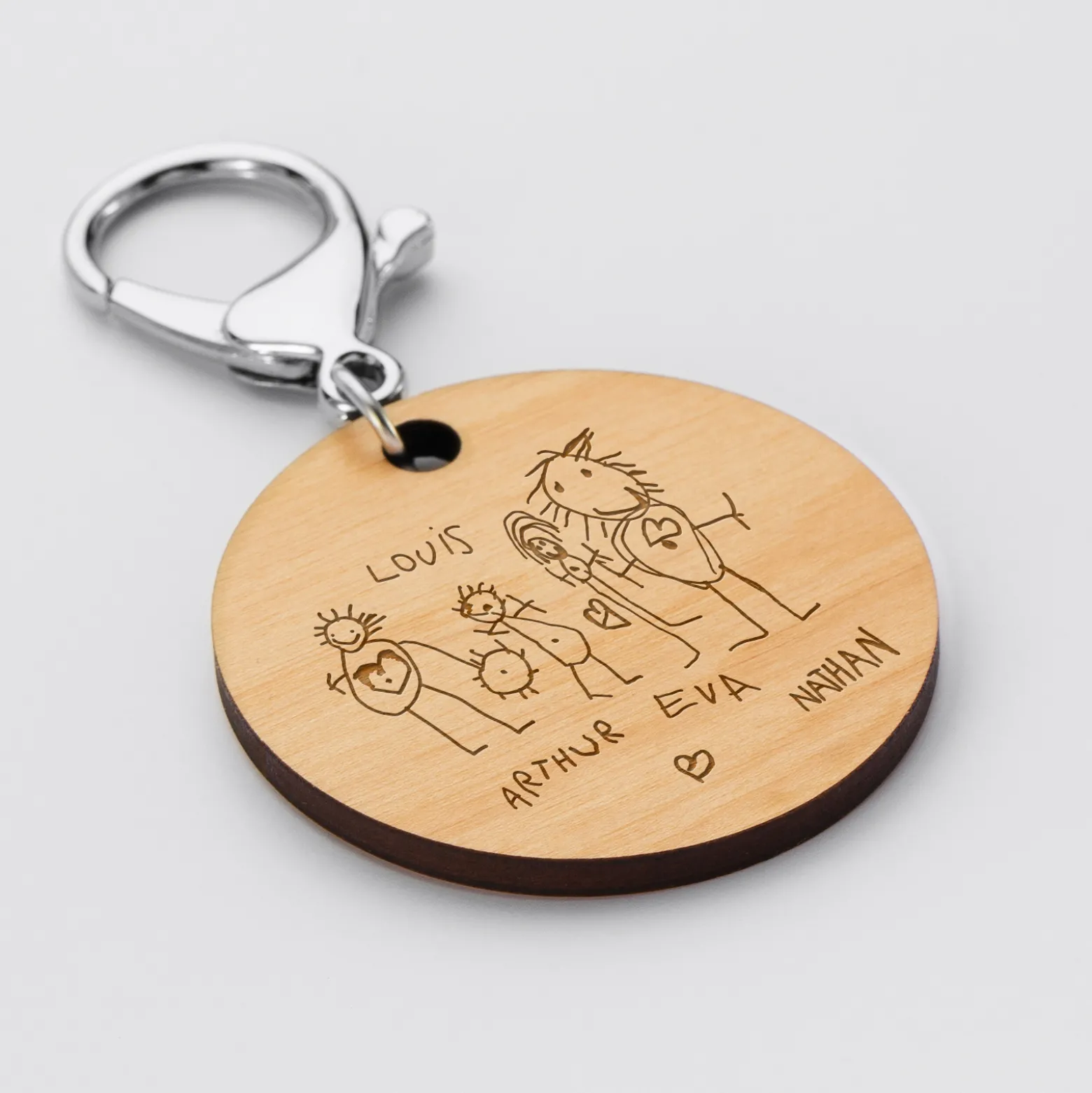 Porte-clés gravé bois médaille ronde 50 mm - Edition spéciale "Super Parrain"