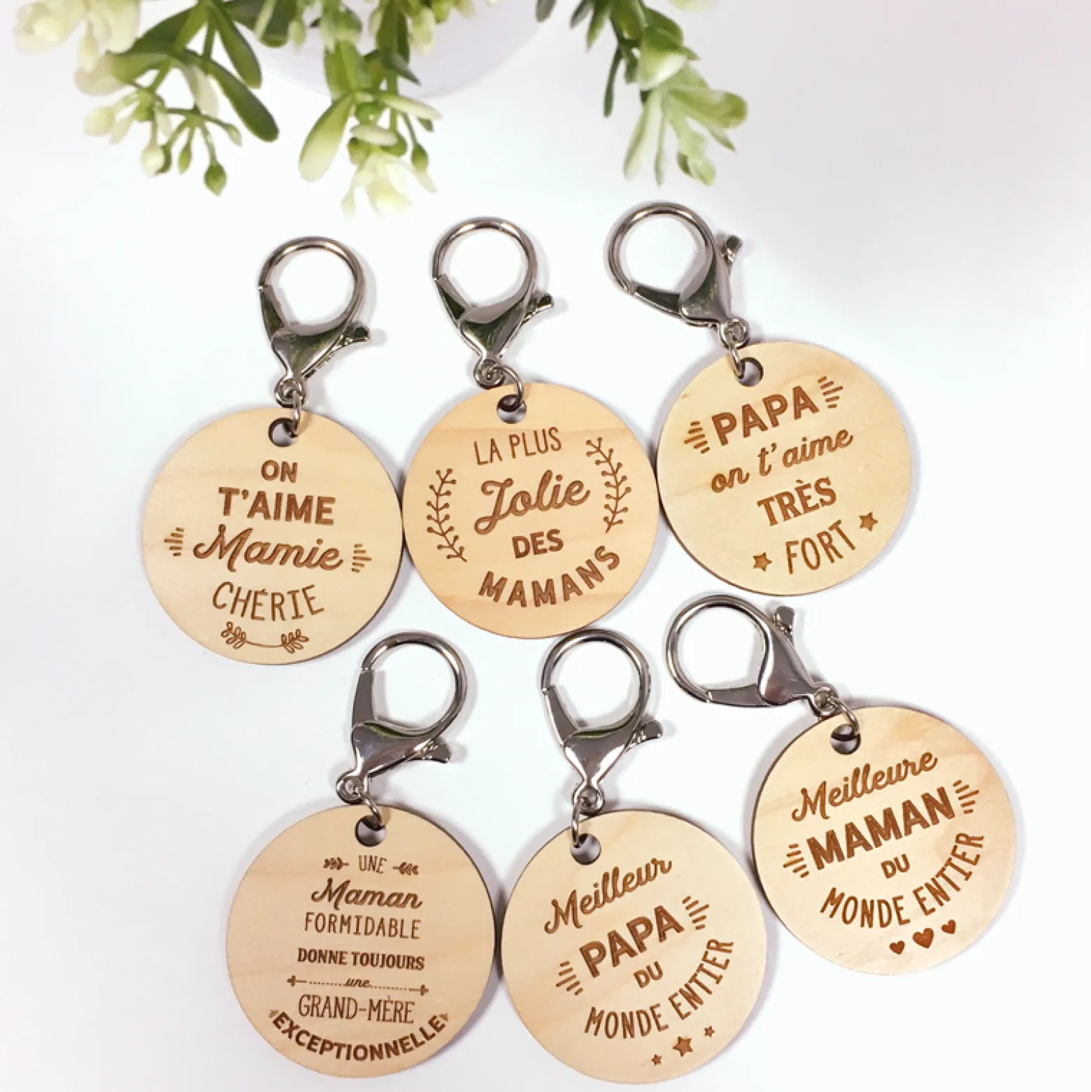 Porte-clés gravé bois médaille ronde 50 mm - Edition spéciale "Super Parrain"