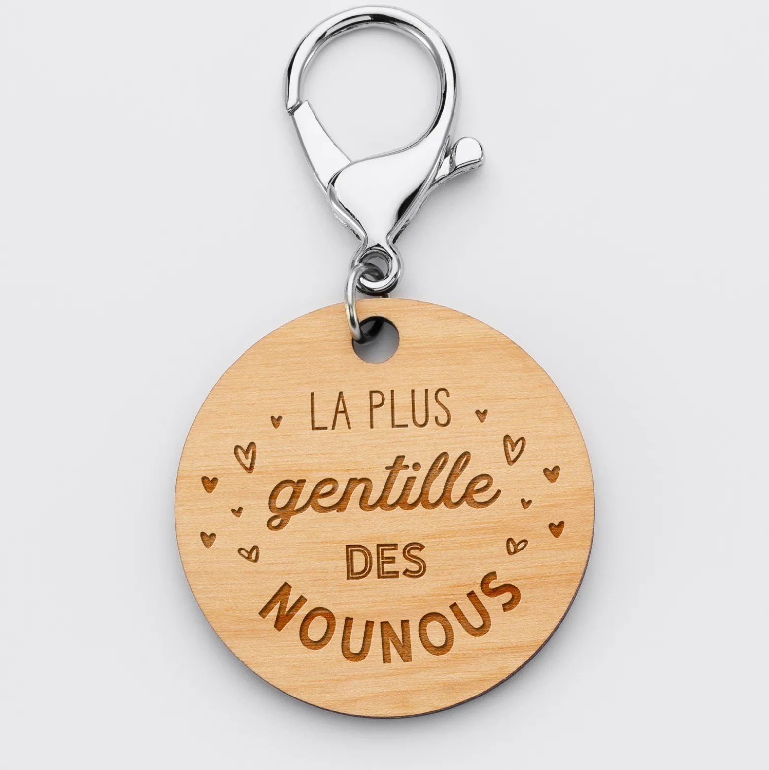 Porte-clés gravé bois médaille ronde 50 mm - édition spéciale "l'école est finie"