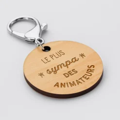 Porte-clés gravé bois médaille ronde 50 mm - édition spéciale