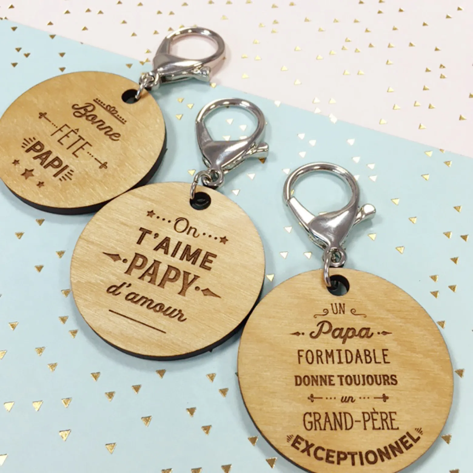 Porte-clés gravé bois médaille ronde 50 mm - Edition spéciale "Grand-Père Exceptionnel"