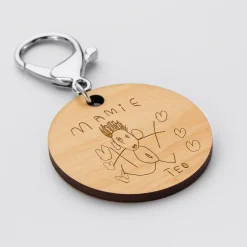 Porte-clés gravé bois médaille ronde 50 mm - Edition spéciale "Grand-mère Exceptionnelle"