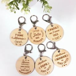 Porte-clés gravé bois médaille ronde 50 mm - Edition spéciale