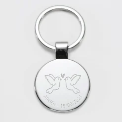 Porte-clés Marié personnalisé gravé acier rond 37 mm