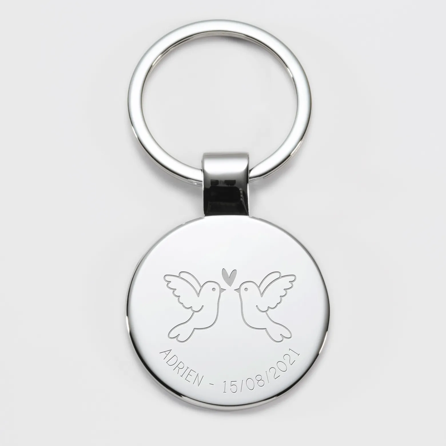 Porte-clés Marié personnalisé gravé acier rond 37 mm
