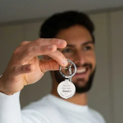 Porte-clés Marié personnalisé gravé acier rond 37 mm