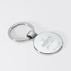 Porte-clés Marié personnalisé gravé acier rond 37 mm