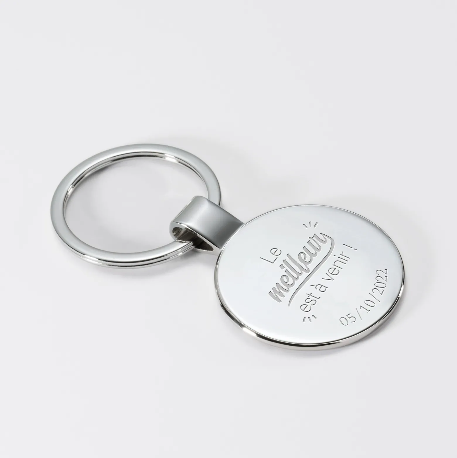 Porte-clés Marié personnalisé gravé acier rond 37 mm