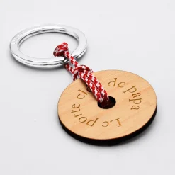 Porte-clés personnalisé gravé bois médaille ronde 40 mm - édition spéciale