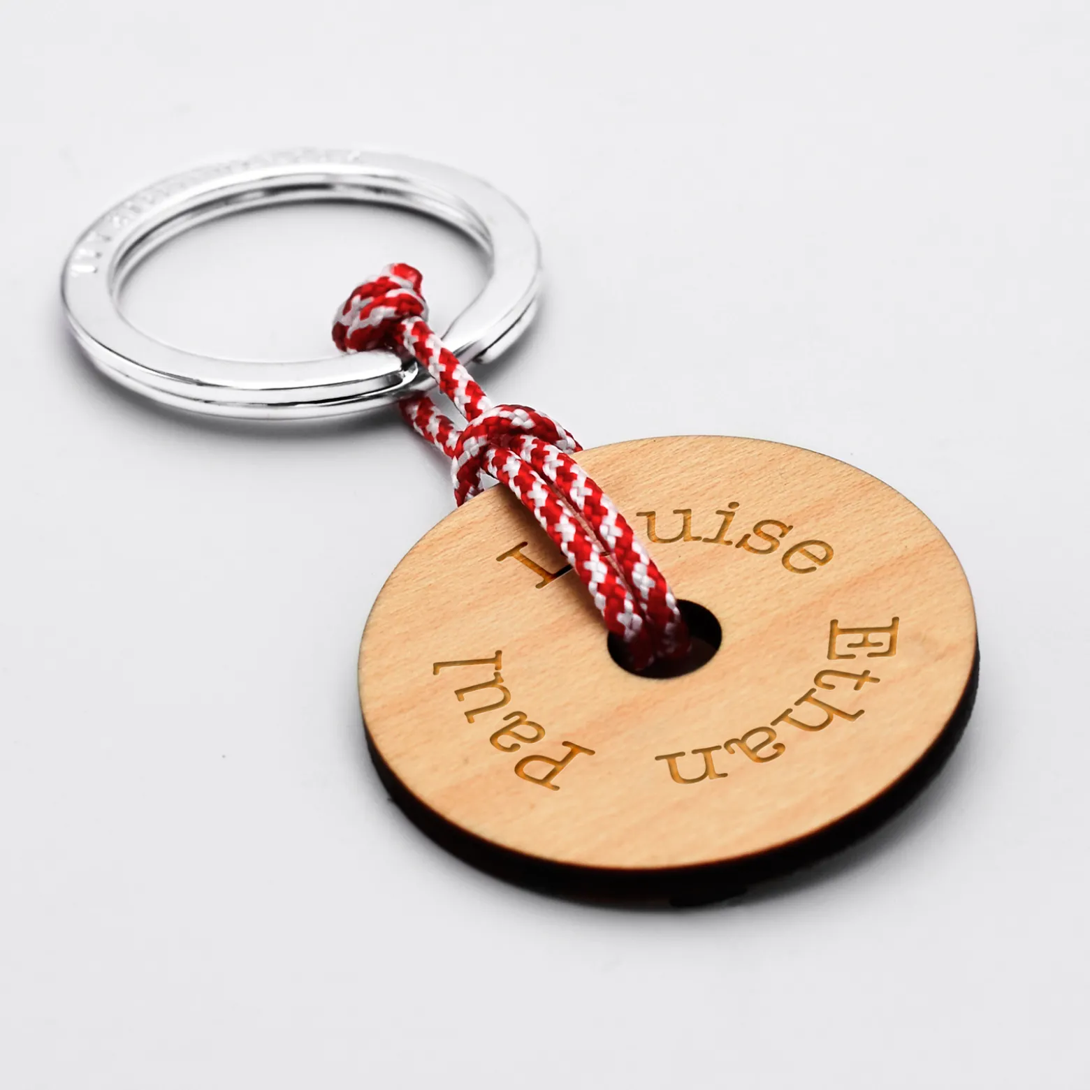Porte-clés personnalisé gravé bois médaille ronde 40 mm - édition spéciale "boussole"