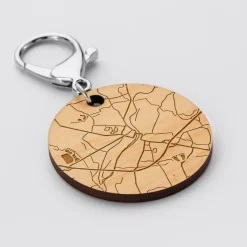 Porte-clés personnalisé gravé bois médaille ronde 50 mm