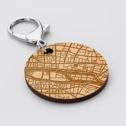 Porte-clés personnalisé gravé bois médaille ronde 50 mm