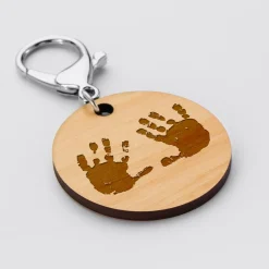 Porte-clés personnalisé gravé bois médaille ronde 50 mm -