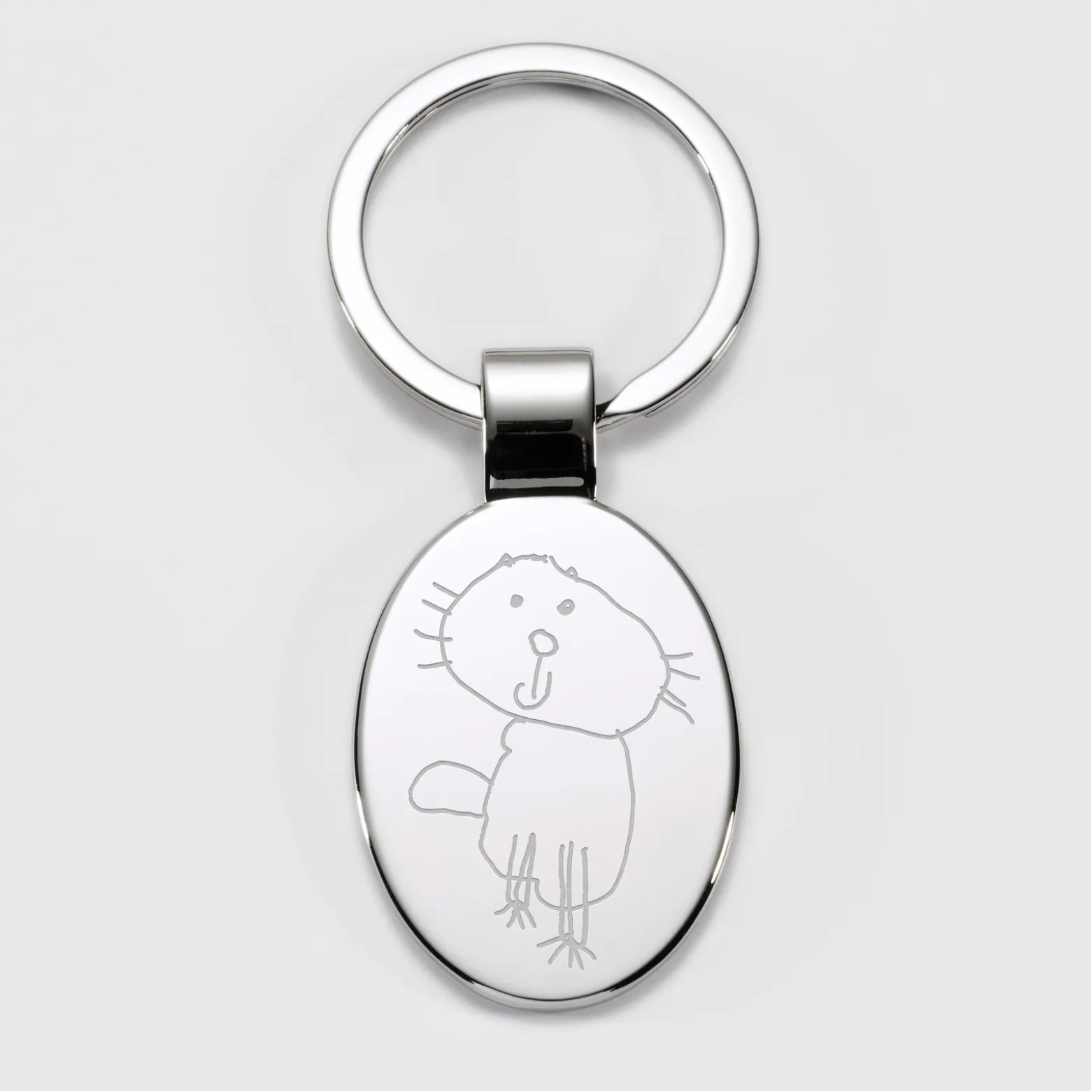 Porte-clés personnalisé gravé acier ovale 30x41 mm