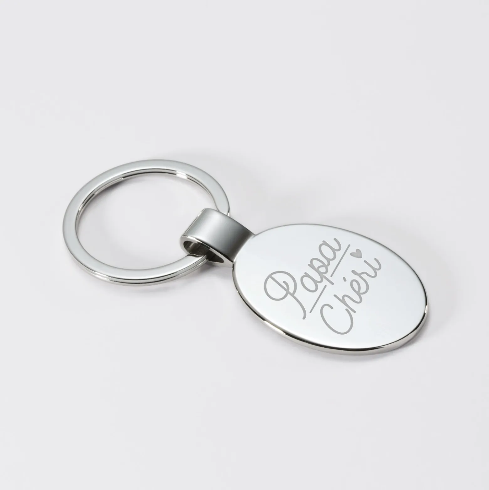 Porte-clés personnalisé gravé acier ovale 30x41 mm