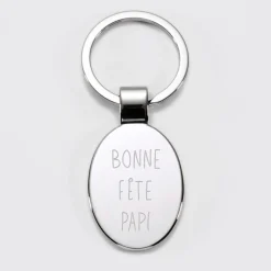 Porte-clés personnalisé gravé acier ovale 30x41 mm