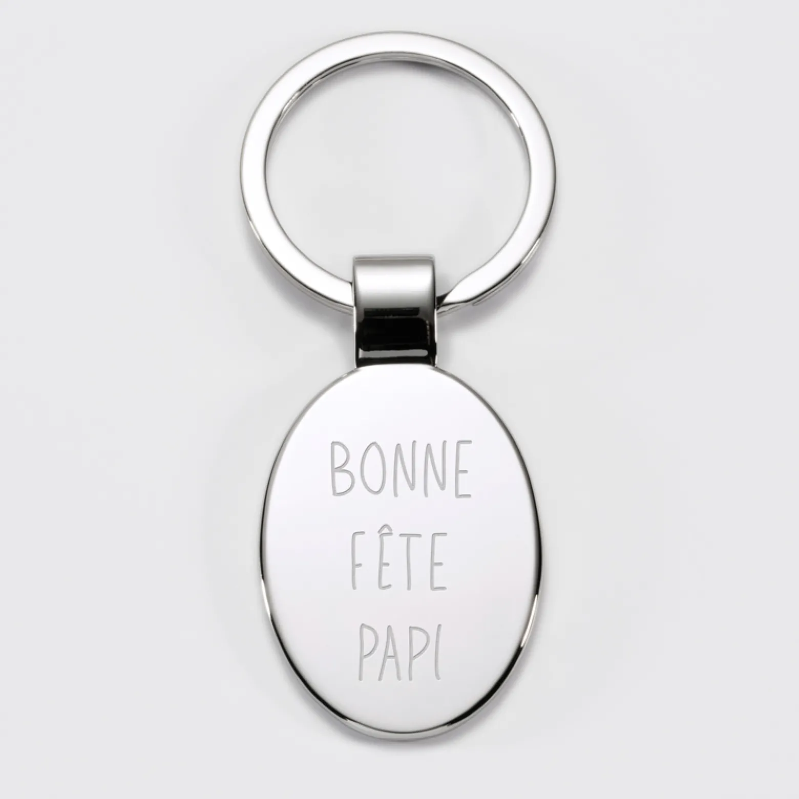 Porte-clés personnalisé gravé acier ovale 30x41 mm