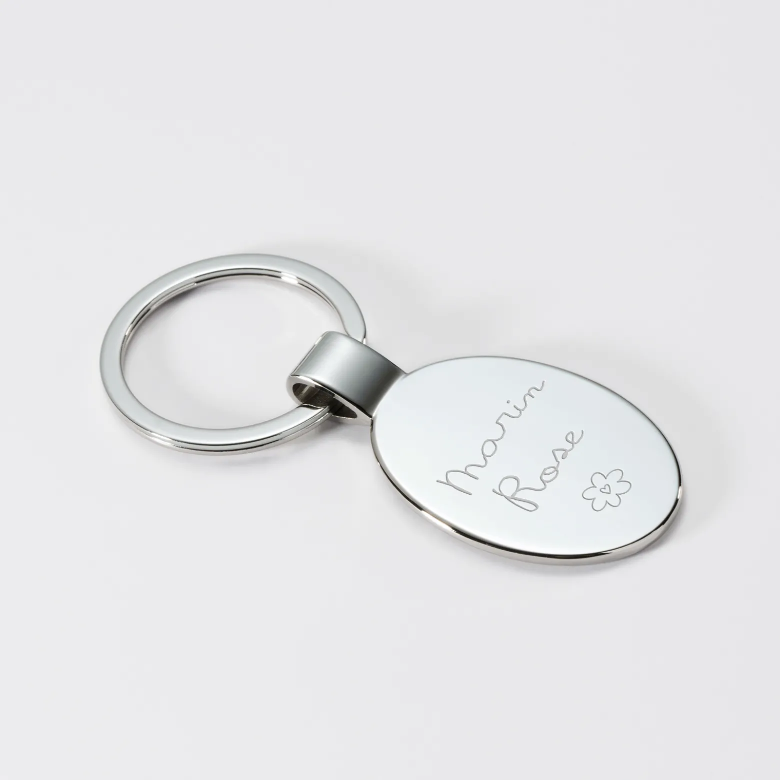 Porte-clés personnalisé gravé acier ovale 30x41 mm