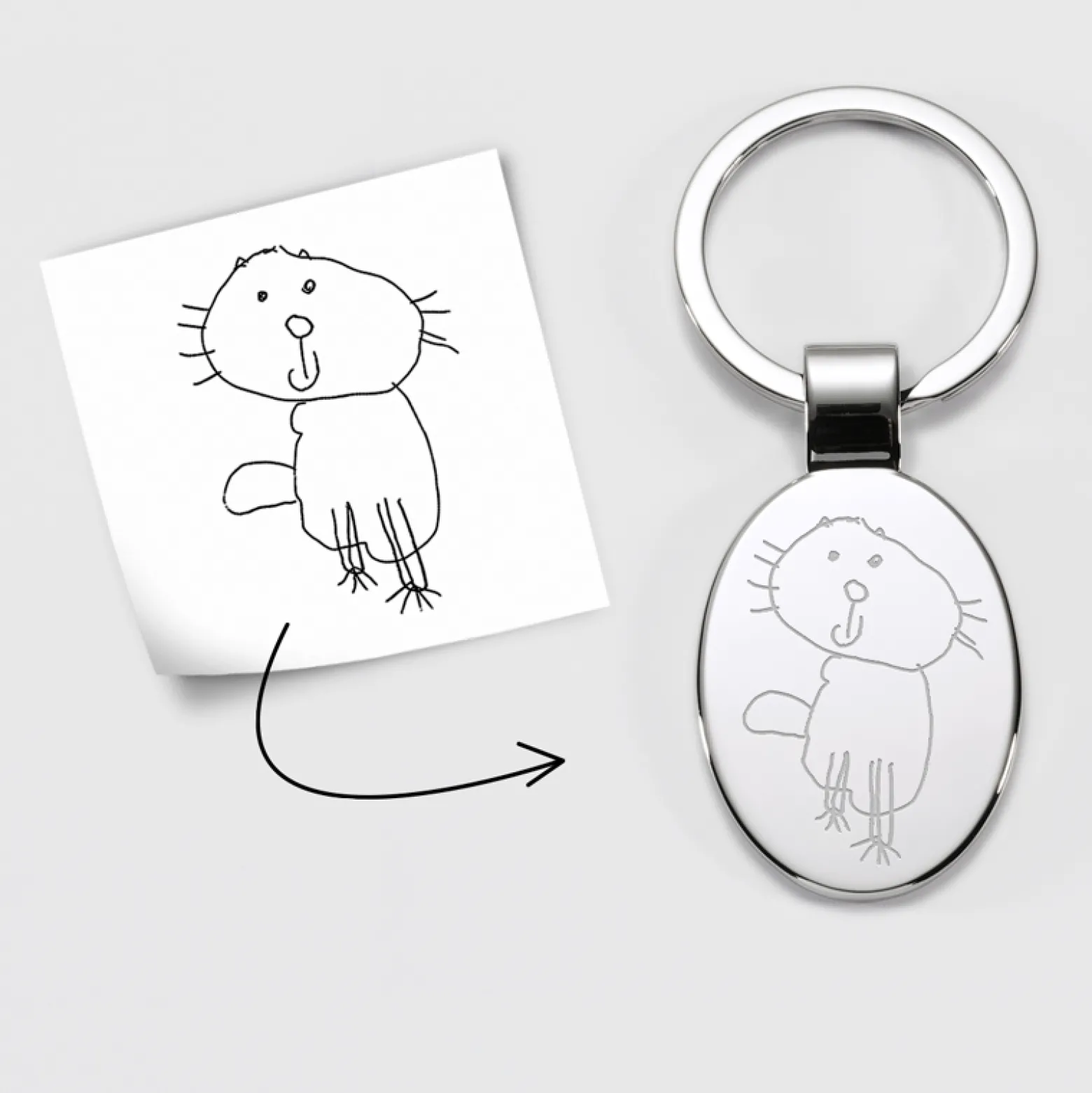 Porte-clés personnalisé gravé acier ovale 30x41 mm
