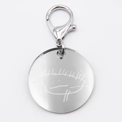 Porte-clés personnalisé gravé acrylique miroir argent médaille ronde 50 mm