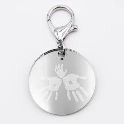Porte-clés personnalisé gravé acrylique miroir argent médaille ronde 50 mm