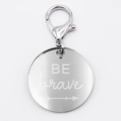 Porte-clés personnalisé gravé acrylique miroir argent médaille ronde 50 mm