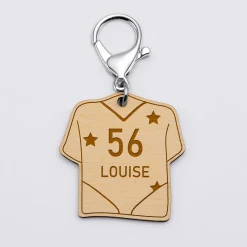 Porte-clés personnalisé gravé bois Maillot de multisport 50x50 mm